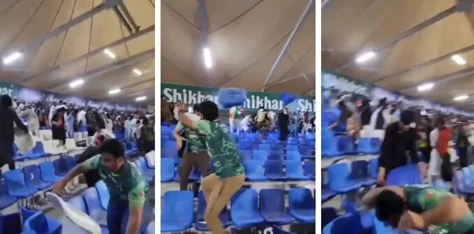 Screengrab of video showing clash between Pakistan and Afghanistan fans